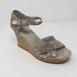 Toms suede metallic criss cross wedges